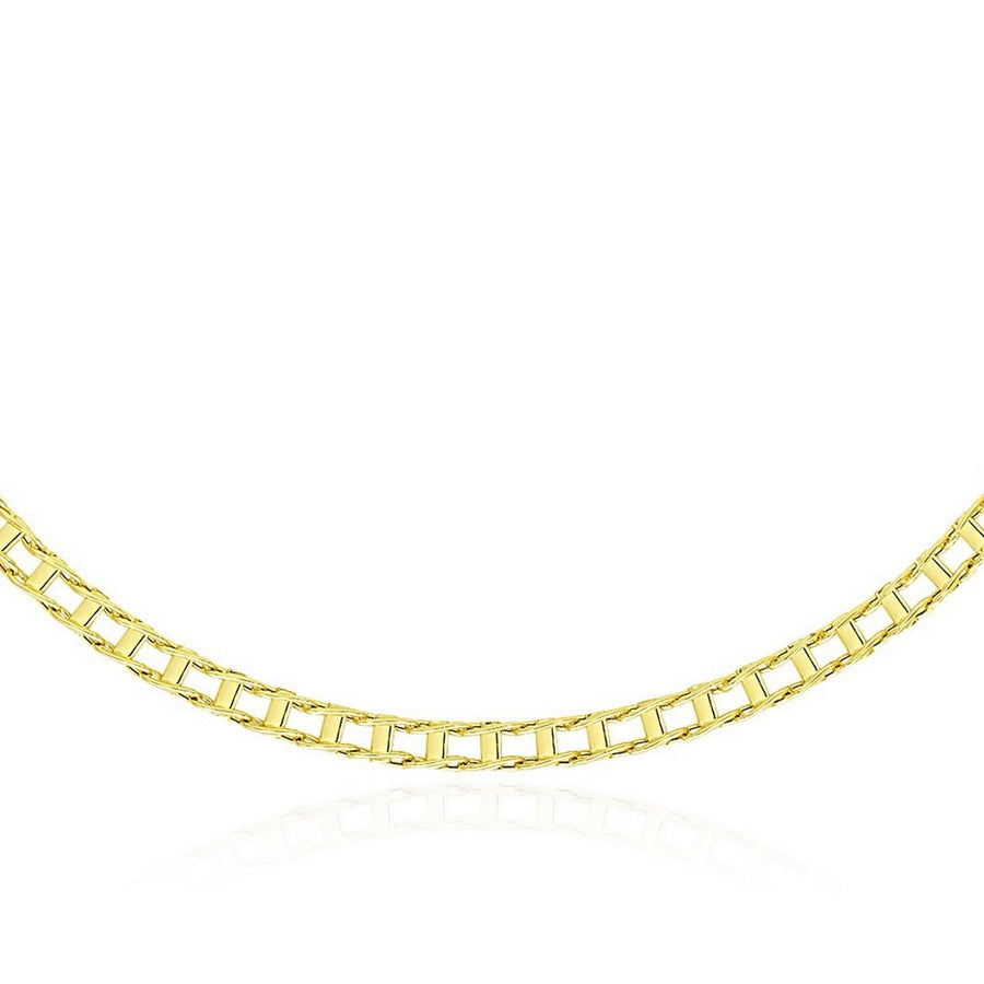 14k Yellow Gold Men's Necklace with Track Design Links