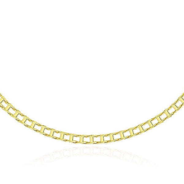 14k Yellow Gold Men's Necklace with Track Design Links
