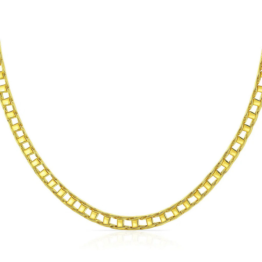 14k Yellow Gold Men's Necklace with Track Design Links