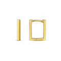 14K yellow gold rectangle huggie hoop earrings with squared profile