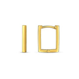14K yellow gold rectangle huggie hoop earrings with squared profile thumbnail 1