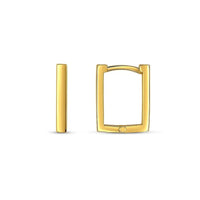 14k Yellow Gold Rectangle Huggie Hoops