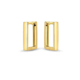 14k Yellow Gold Rectangle Huggie Hoops thumbnail 2