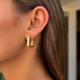 14k Yellow Gold Rectangle Huggie Hoops thumbnail 3