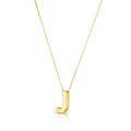 14K yellow gold block letter initial J pendant necklace
