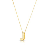 14K yellow gold block letter initial J pendant necklace thumbnail 1