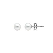 White Freshwater Cultured Pearl Stud Earrings in 14K White Gold (4.00 mm)