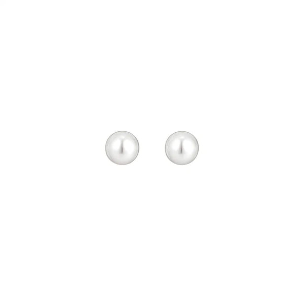 White Freshwater Cultured Pearl Stud Earrings in 14K White Gold (4.00 mm)