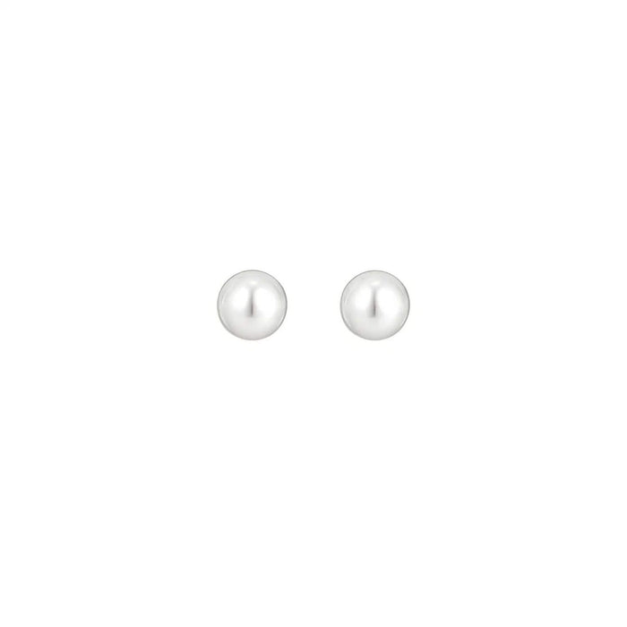 White Freshwater Cultured Pearl Stud Earrings in 14K White Gold (4.00 mm)