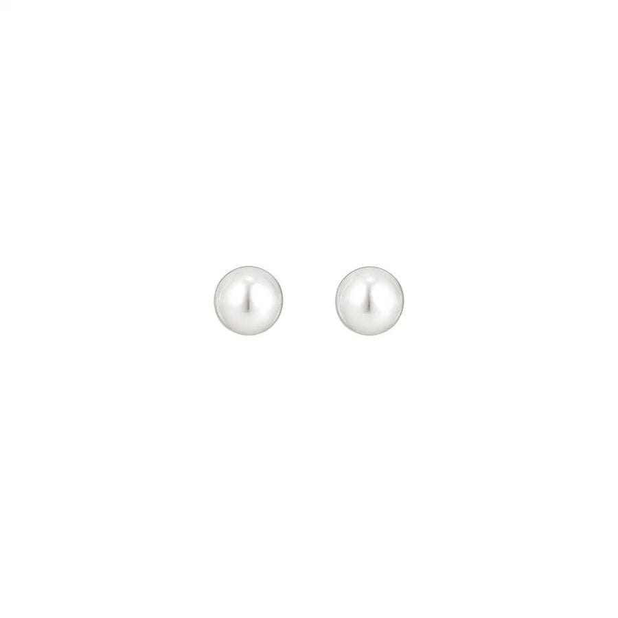 White Freshwater Cultured Pearl Stud Earrings in 14K White Gold (4.00 mm)