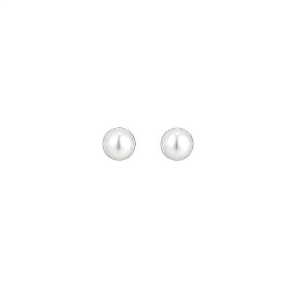 White Freshwater Cultured Pearl Stud Earrings in 14K White Gold (4.00 mm)