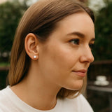 White Freshwater Cultured Pearl Stud Earrings in 14K White Gold (4.00 mm) thumbnail 3