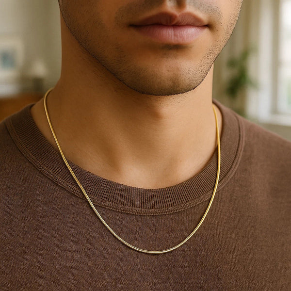 1.0mm 14K Yellow Gold Octagonal Shiny Snake Chain