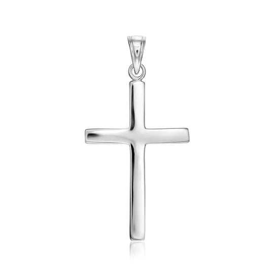 925 sterling silver polished cross pendant with high-shine finish