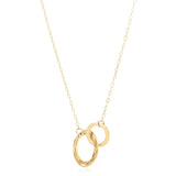 14K yellow gold linked double circle cutout necklace with high polish finish thumbnail 1