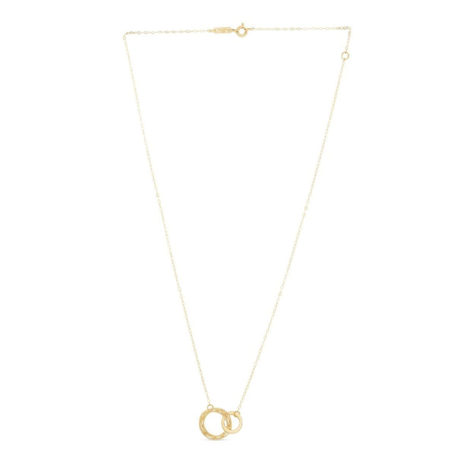 14k Yellow Gold High Polish Linked Double Circle Cutout Necklace