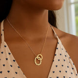 14k Yellow Gold High Polish Linked Double Circle Cutout Necklace thumbnail 4