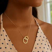 14k Yellow Gold High Polish Linked Double Circle Cutout Necklace