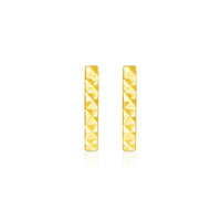 14k Yellow Gold Textured Bar Earrings