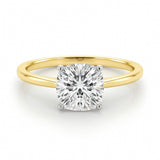 2 Carat Cushion Lab Grown IGI G/VS1 Diamond Solitaire Ring in 10K Yellow Gold thumbnail 3