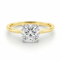 2 Carat Cushion Lab Grown IGI G/VS1 Diamond Solitaire Ring in 10K Yellow Gold