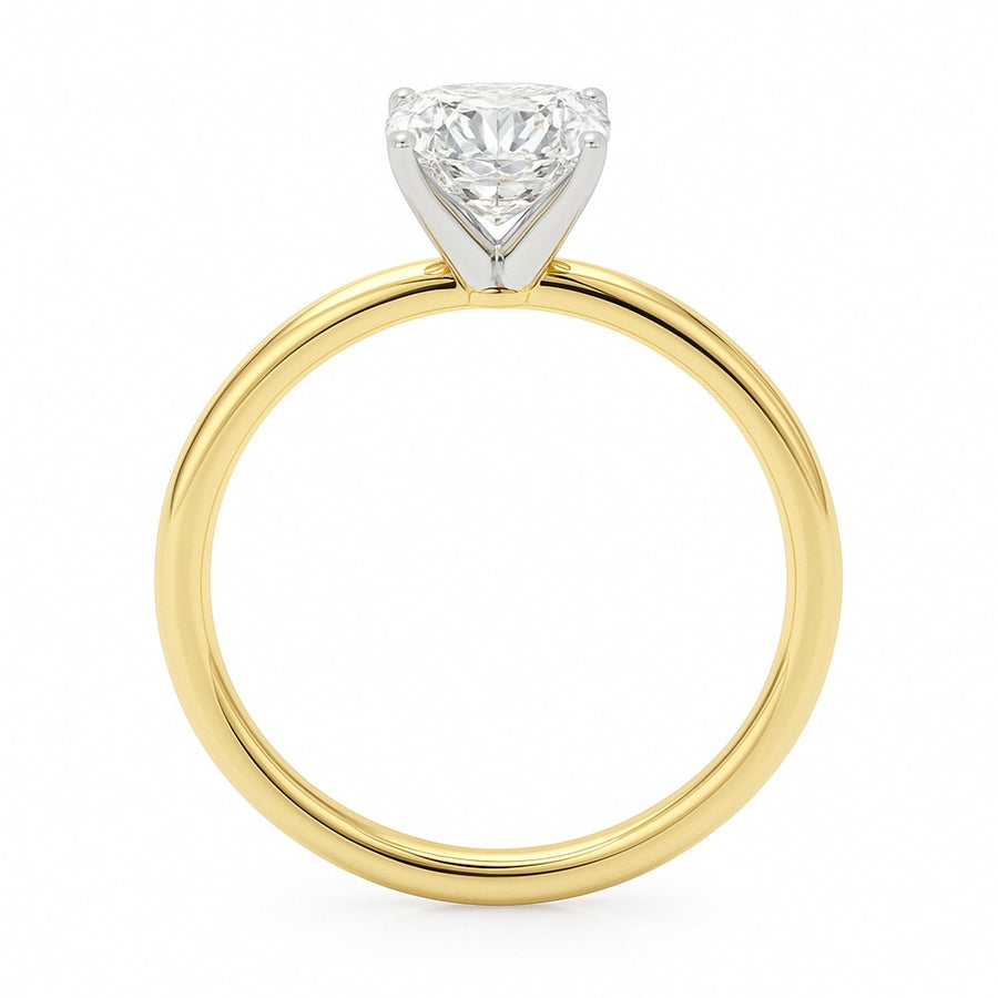 2 Carat Cushion Lab Grown IGI G/VS1 Diamond Solitaire Ring in 10K Yellow Gold