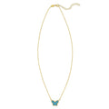 14K yellow gold butterfly necklace with turquoise stones