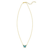 14K yellow gold butterfly necklace with turquoise stones thumbnail 1