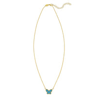 14K Yellow Gold Primavera Turquoise Butterfly Necklace