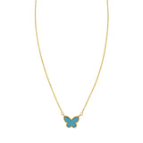 14K Yellow Gold Primavera Turquoise Butterfly Necklace thumbnail 2