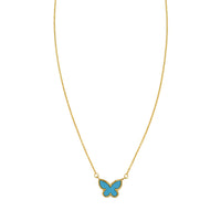 14K Yellow Gold Primavera Turquoise Butterfly Necklace