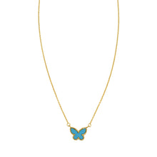14K Yellow Gold Primavera Turquoise Butterfly Necklace