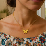 14K Yellow Gold Primavera Turquoise Butterfly Necklace thumbnail 5