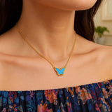 14K Yellow Gold Primavera Turquoise Butterfly Necklace thumbnail 6