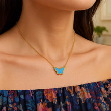 14K Yellow Gold Primavera Turquoise Butterfly Necklace