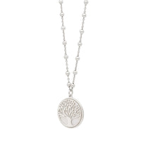 Sterling Silver Rhodium Plated Tree of Life Pendant Necklace