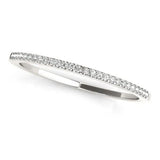 14K white gold wedding band with round pave-set diamond stones thumbnail 1