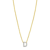 14K Yellow Gold Mini Diamond D Initial Pendant Necklace thumbnail 1