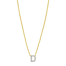 14K Yellow Gold Mini Diamond D Initial Pendant Necklace