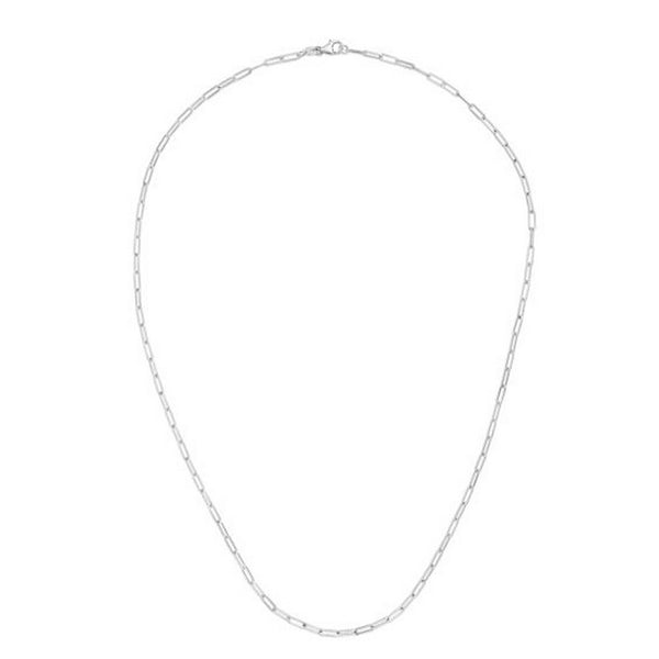 14K White Gold Delicate Paperclip Chain (2.10 mm)