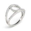 14K white gold loop dual band ring with round diamond stones
