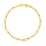 14k Yellow Gold High Polish Alternating Bead Paperclip Bracelet  (3.50 mm) thumbnail 2