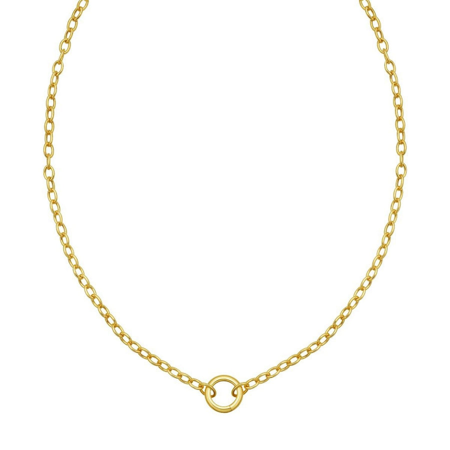 14K Yellow Gold Push Lock Charm Necklace (4.20 mm)
