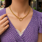 14K Yellow Gold Push Lock Charm Necklace (4.20 mm) thumbnail 3