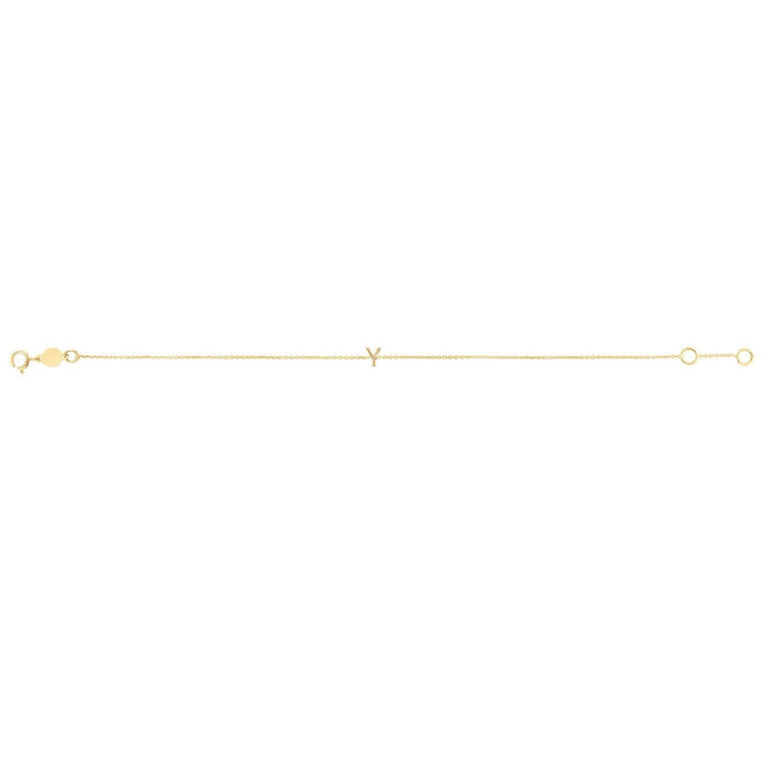 14K Yellow Gold Mini Initial Y Bracelet