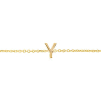 14K Yellow Gold Mini Initial Y Bracelet