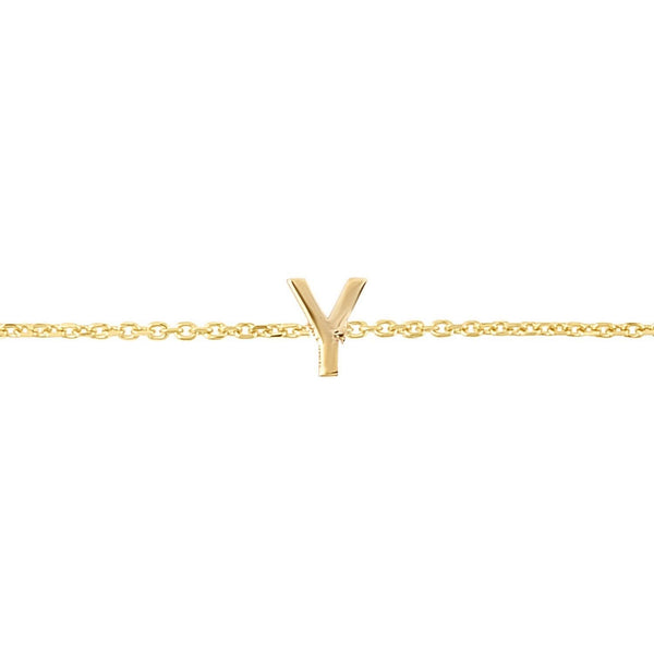14K Yellow Gold Mini Initial Y Bracelet