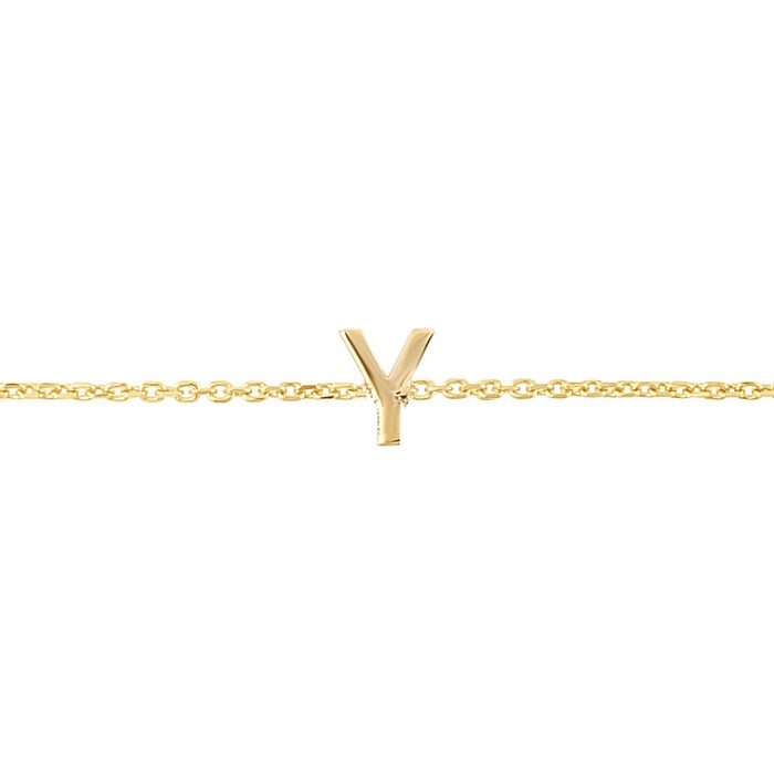 14K Yellow Gold Mini Initial Y Bracelet