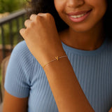 14K Yellow Gold Mini Initial Y Bracelet thumbnail 5