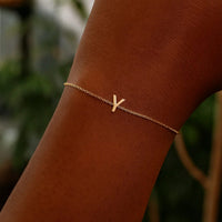 14K Yellow Gold Mini Initial Y Bracelet